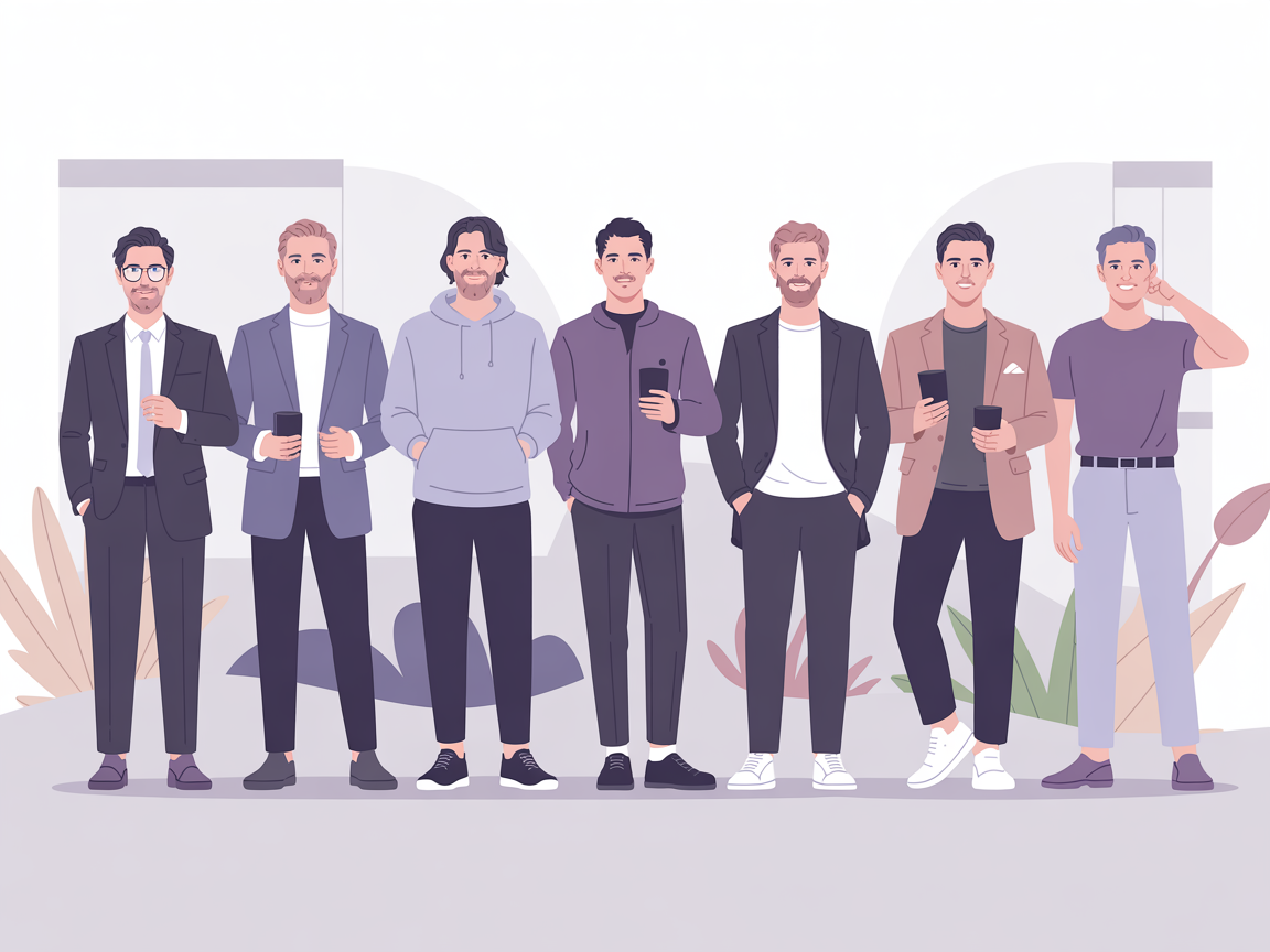 Visual showing different types of successful men in dating scenarios