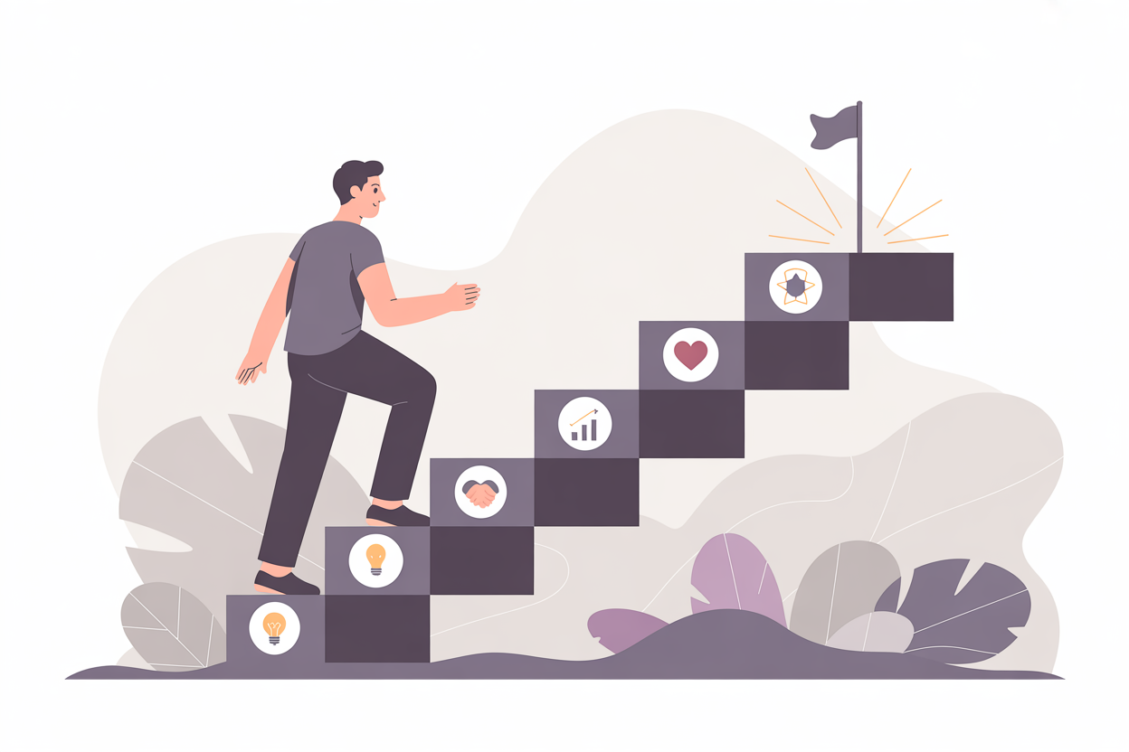 Illustration showing a clear, step-by-step path with defined milestones and action items